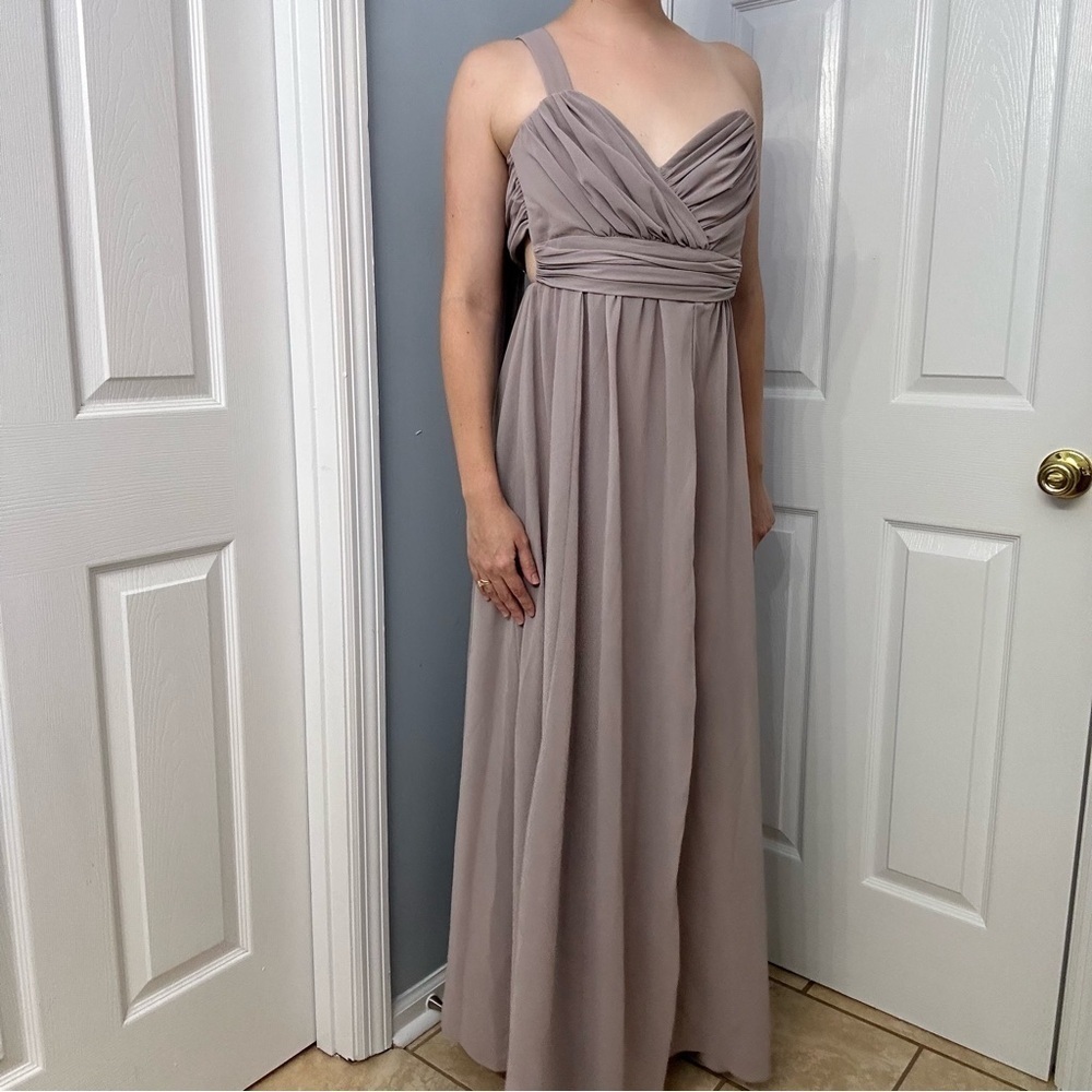 Sabo Skirt Dress Formal Chiffon Gray Light Prom Cut Out Back Size Extra Small
